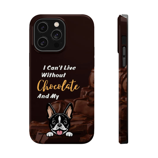 Chocolate and Dog iPhone 14 MagSafe Case (Boston Terrier)