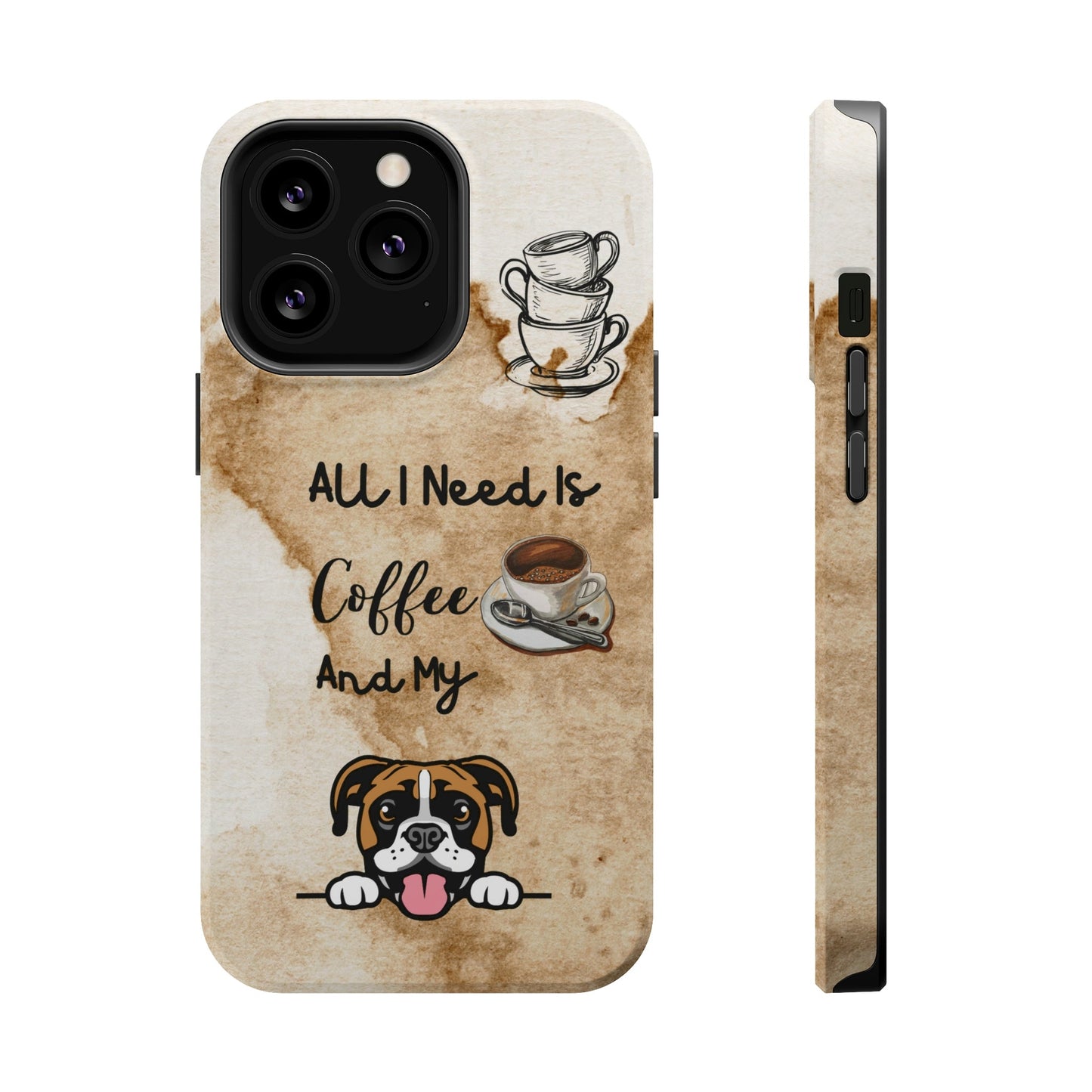 Coffee and Dog iPhone 13 MagSafe Case (Boxer) Where Dogs Shop