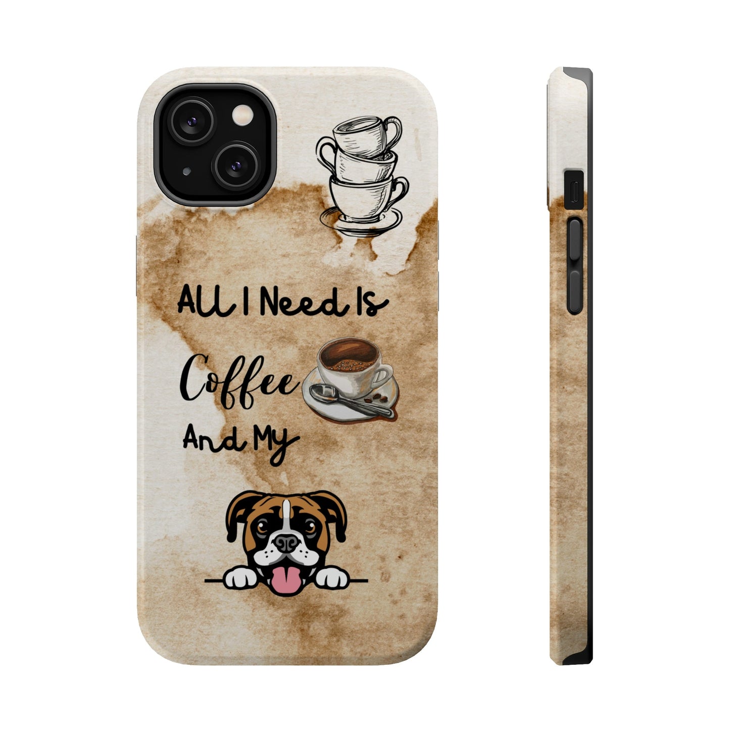 Coffee and Dog iPhone 14 MagSafe Case (Boxer) Where Dogs Shop