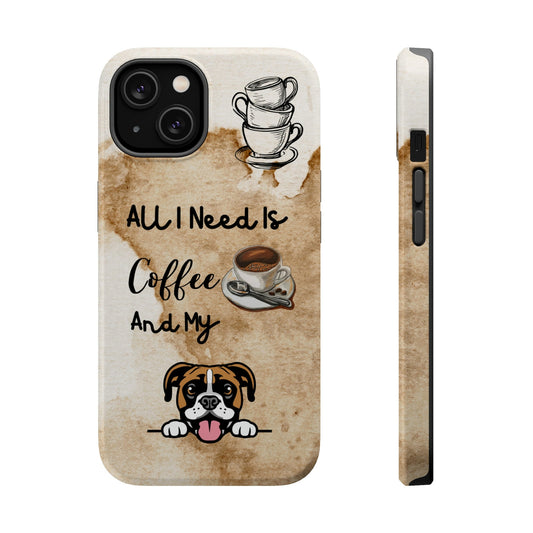 Coffee and Dog iPhone 14 MagSafe Case (Boxer) Where Dogs Shop