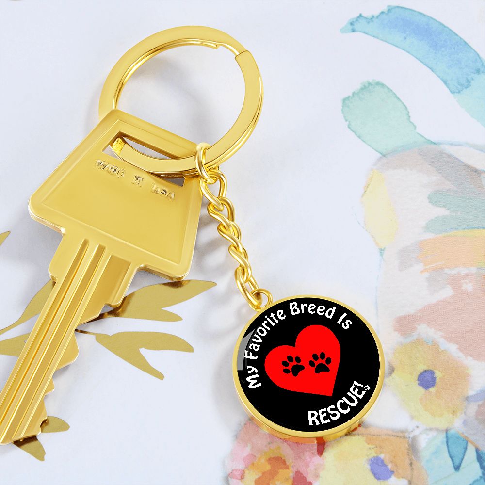 My Favorite Breed Is Rescue Circle Keychain Where Dogs Shop