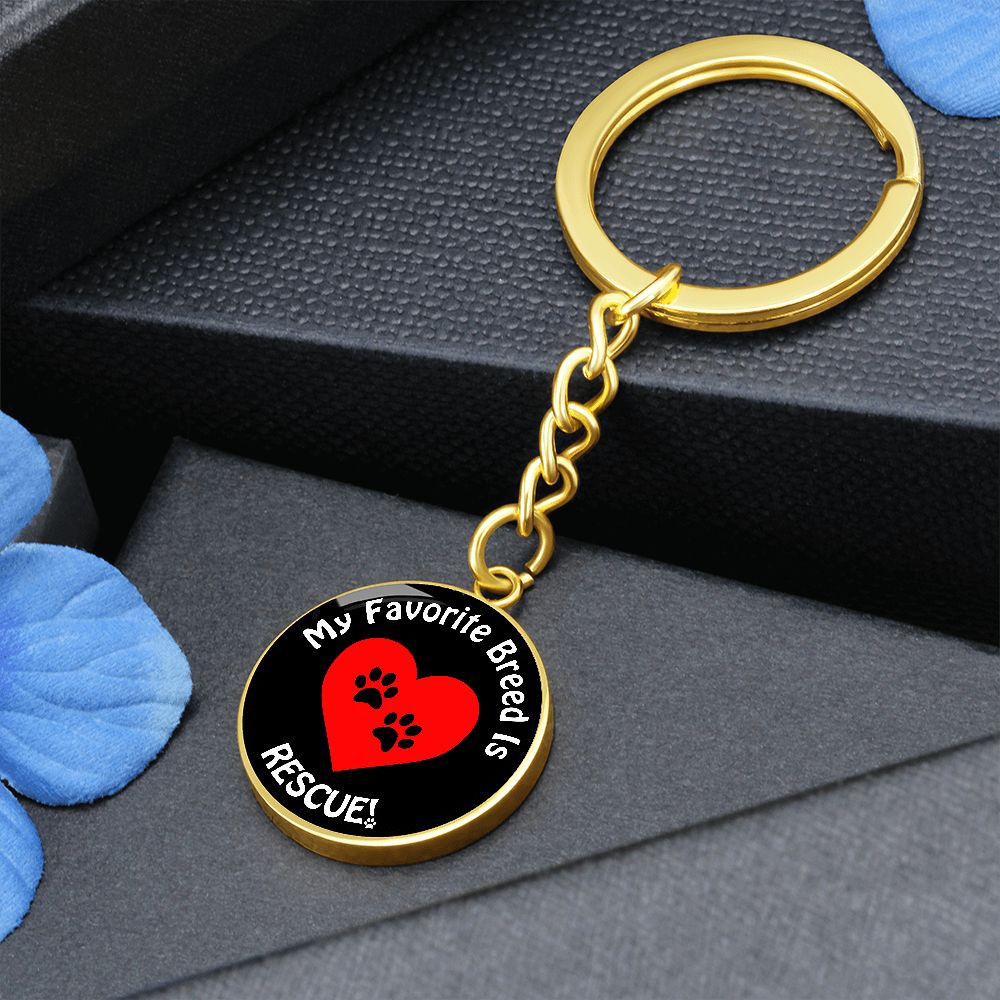 My Favorite Breed Is Rescue Circle Keychain Where Dogs Shop