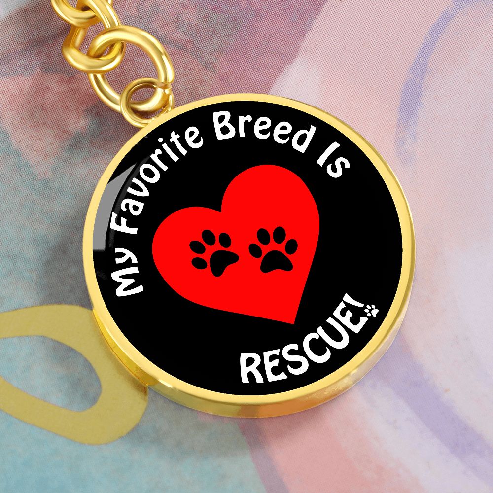 My Favorite Breed Is Rescue Circle Keychain Where Dogs Shop