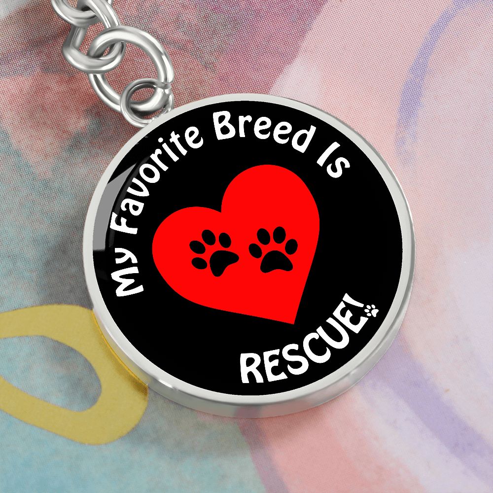 My Favorite Breed Is Rescue Circle Keychain Where Dogs Shop