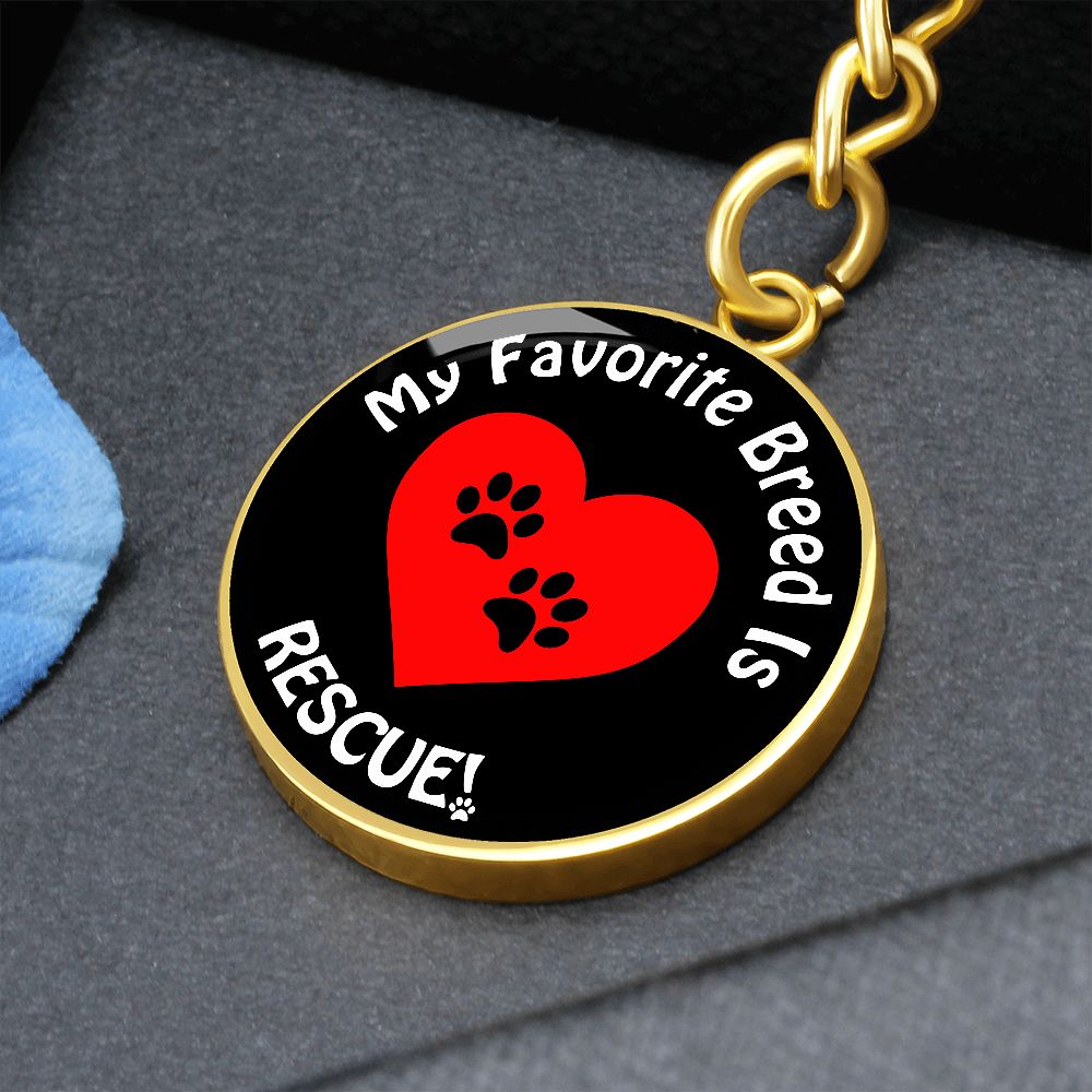 My Favorite Breed Is Rescue Circle Keychain Where Dogs Shop