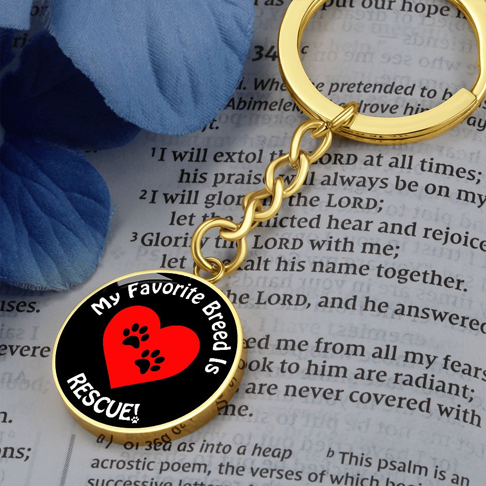 My Favorite Breed Is Rescue Circle Keychain Where Dogs Shop