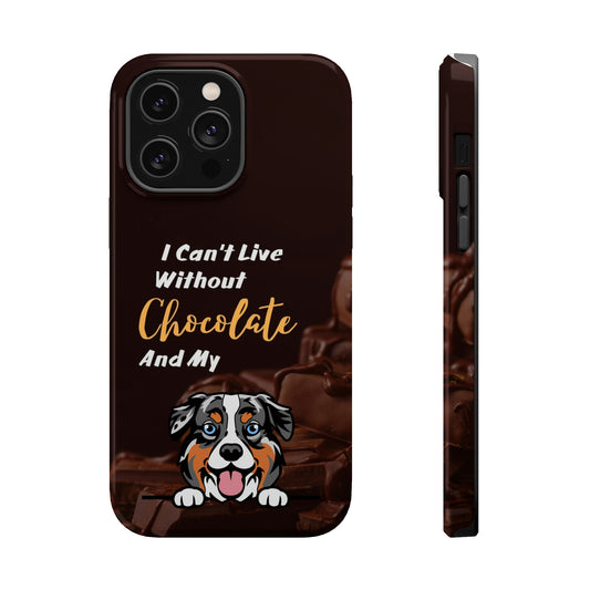 Chocolate and Dog iPhone 14 MagSafe Case (Australian Shepherd)