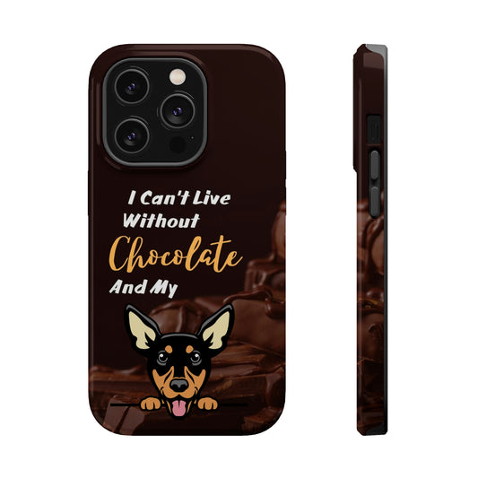 Chocolate and Dog iPhone 14 MagSafe Case (Mini Pinscher)